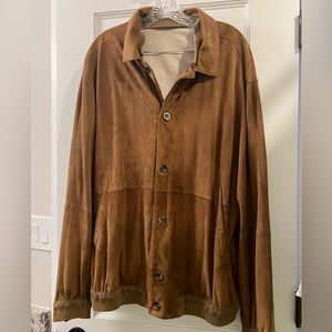 Italian Nivola Men’s XXL Brown Suede button up jacket in and out pockets